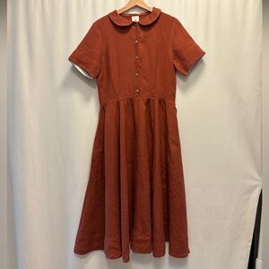 Son de Flor Size M Terracotta classic linen dress